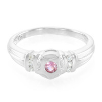Anello placcato in platino con Zaffiro Padparadscha
