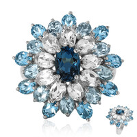 Anello in argento con Topazio Blu Londra