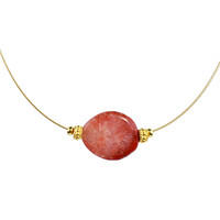 Collana in acciaio inossidabile con Corno di Corallo Rosso Pietrificato
