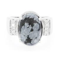 Anello in argento con Ossidiana Fiocco di Neve
