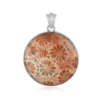 Ciondolo in argento con Corallo Pietrificato (Bali Barong)
