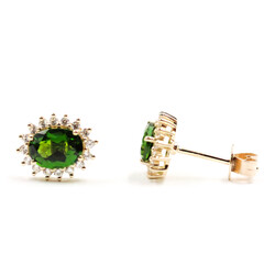 Orecchini in oro con Diopside Russo