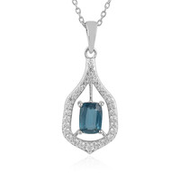 Collana in argento con Cianite Blu Foglia di Tè