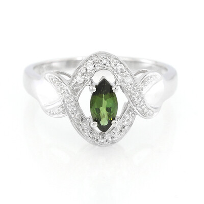 Anello placcato in platino con Tormalina Cuprian