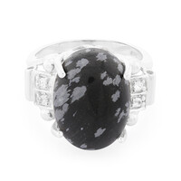 Anello in argento con Ossidiana Fiocco di Neve