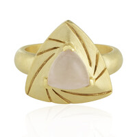 Anello placcato in oro con Quarzo Rosa
