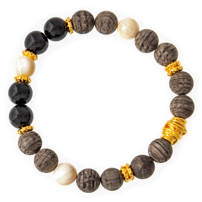 Bracciale in argento con Avorio di Mammut (dagen)