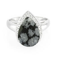 Anello in argento con Ossidiana Fiocco di Neve