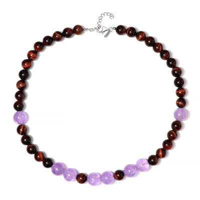 Collana in argento con Occhio di Tigre Rosso