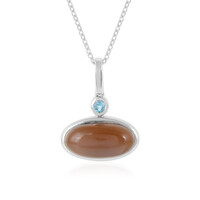 Collana in argento con Pietra di Luna Cioccolato (KM by Juwelo)