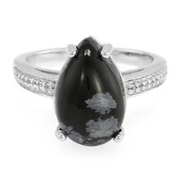 Anello in argento con Ossidiana Fiocco di Neve