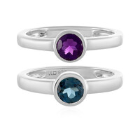 Set anelli in argento con Topazio Blu Londra e Ametista