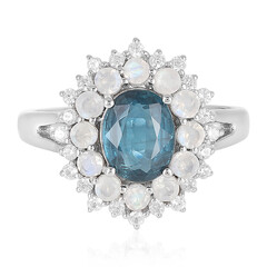 Anello in argento con Cianite Blu Foglia di Tè