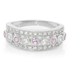 Anello in argento con Zaffiro Rosa Ceylon e Zaffiro Bianco