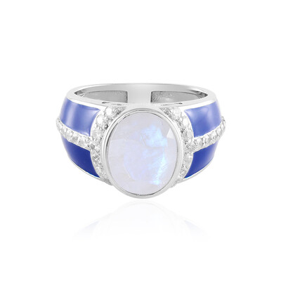 Anello in argento con Pietra di Luna Arcobaleno