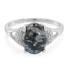 Anello in argento con Ossidiana Fiocco di Neve