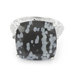 Anello in argento con Ossidiana Fiocco di Neve