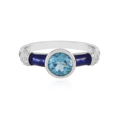 Anello in argento con Topazio Blu Svizzero