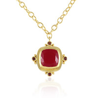 Collana in ottone con Calcedonio Lampone (Juwelo Style)