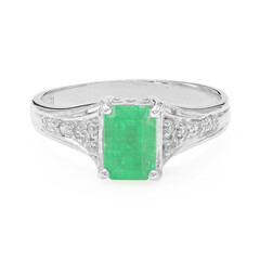 Anello placcato in platino con Smeraldo Bahia