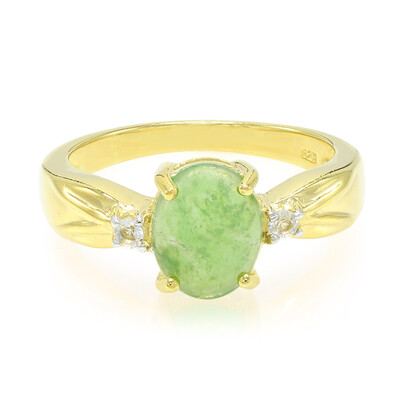 Anello placcato in oro con Crisoprasio Imperiale
