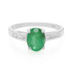 Anello placcato in platino con Smeraldo Bahia