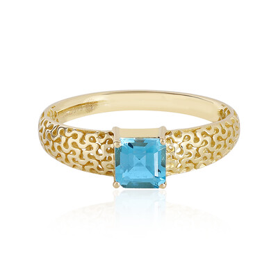 Anello in oro con Topazio Blu Svizzero (Ornaments by de Melo)