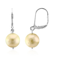 Orecchini in argento con Perla Dorata dei Mari del Sud Kabira (TPC)
