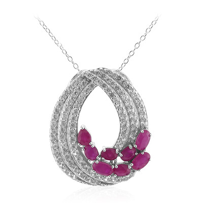 Collana in argento con Rubino della Birmania
