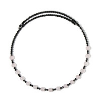 Collana rigida in acciaio con Quarzo Rosa (Riya)