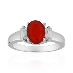 Anello in argento con Opale Rosso dell'Etiopia
