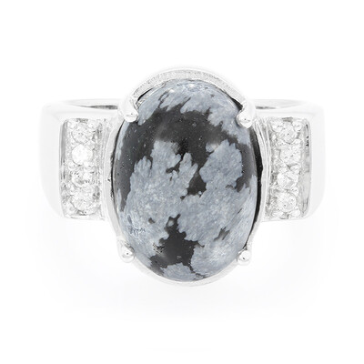 Anello in argento con Ossidiana Fiocco di Neve