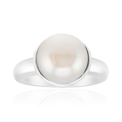 Anello in argento con Perla d'Acqua Dolce Bianca (Michelle Albala)