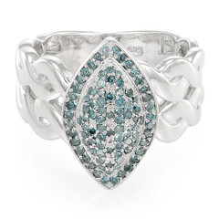 Anello in argento con Diamante Blu