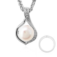 Collana in argento con Perla d'Acqua Dolce Bianca