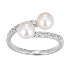 Anello in argento con Perla d'Acqua Dolce Bianca