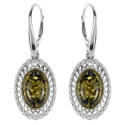 Orecchini in argento con Ambra Verde (dagen)