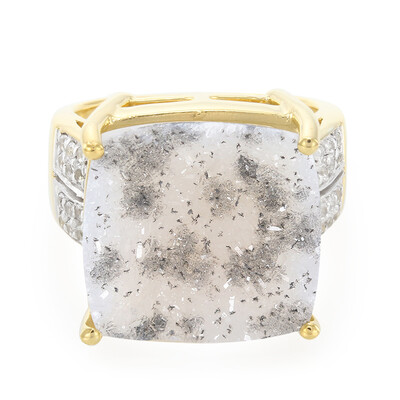 Anello placcato in oro con Agata Glitter