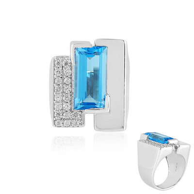 Anello in argento con Topazio Blu Svizzero (de Melo)