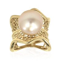 Anello in argento con Perla Dorata dei Mari del Sud Kabira (TPC)