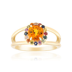 Anello in oro con Zaffiro Arancione Ban Ka Cha