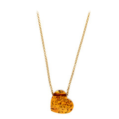 Collana in argento con Ambra Baltica Cognac