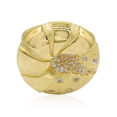 Anello placcato in oro con Topazio Bianco (MONOSONO COLLECTION)