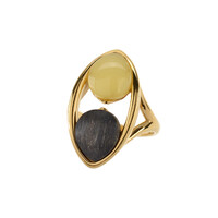 Anello in argento con Ambra Milky Baltica