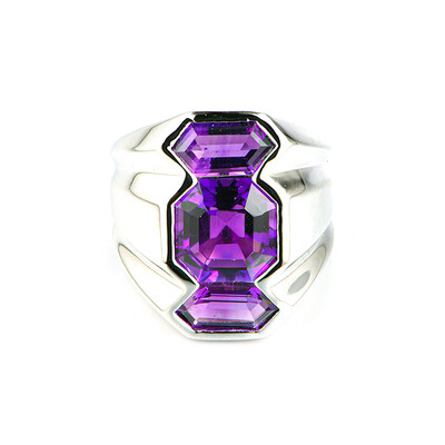 Anello da uomo in argento con Ametista Zambiana