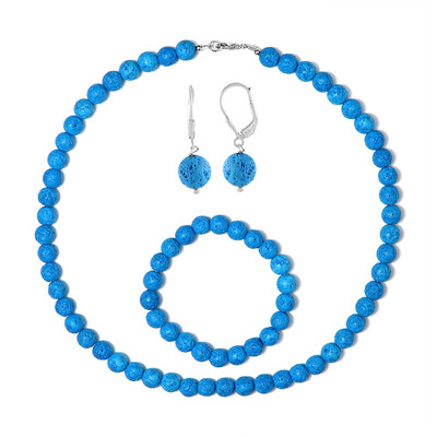 Parure in argento con Lava Blu