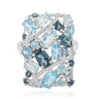 Anello in argento con Topazio Blu Svizzero