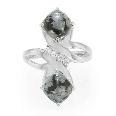 Anello in argento con Ossidiana Fiocco di Neve