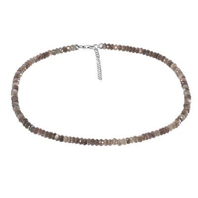 Collana in argento con Pietra di Luna Cioccolato