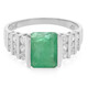 Anello placcato in platino con Smeraldo Bahia